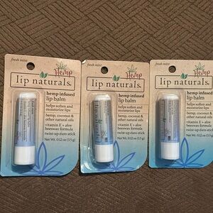 Lot 3 Lip Naturals Hemp Infused Lip Balm Fresh Mint Expires 6/26